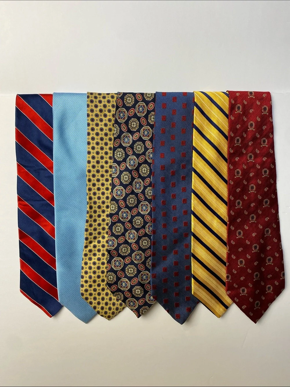 Vintage Tommy Hilfiger Men's Tie Bundle (7) - Blue, Red, Yellow, Maroon